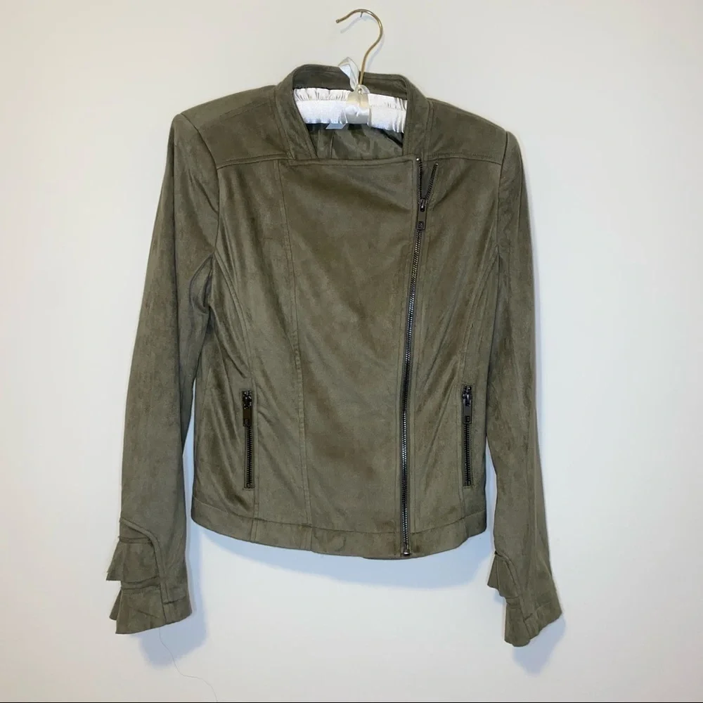 NWOT G by Giuliana Green Faux Suede Moto Jacket XS New without tags